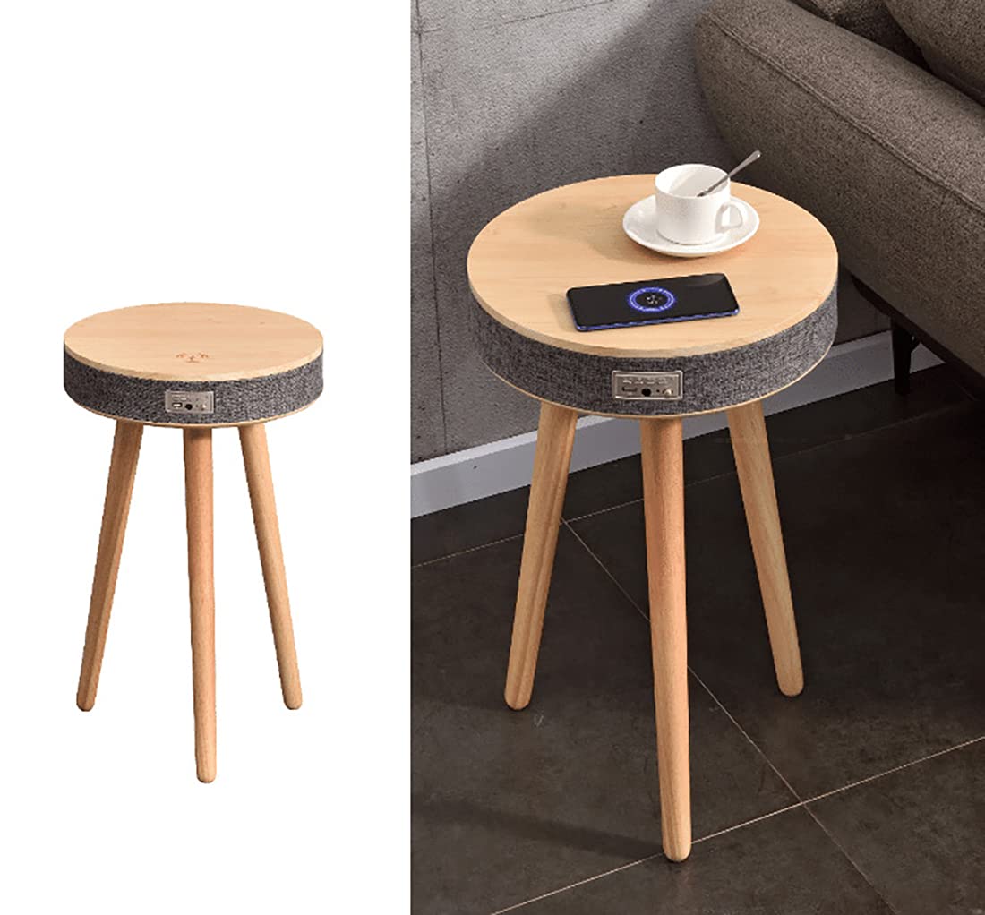 PA Wireless Charging Coffe Table, Sofa Table, End Table with Wireless Charging, Bluetooth Speaker,for Living Room/Reception Room/Office - Wooden Finish (Wood)
