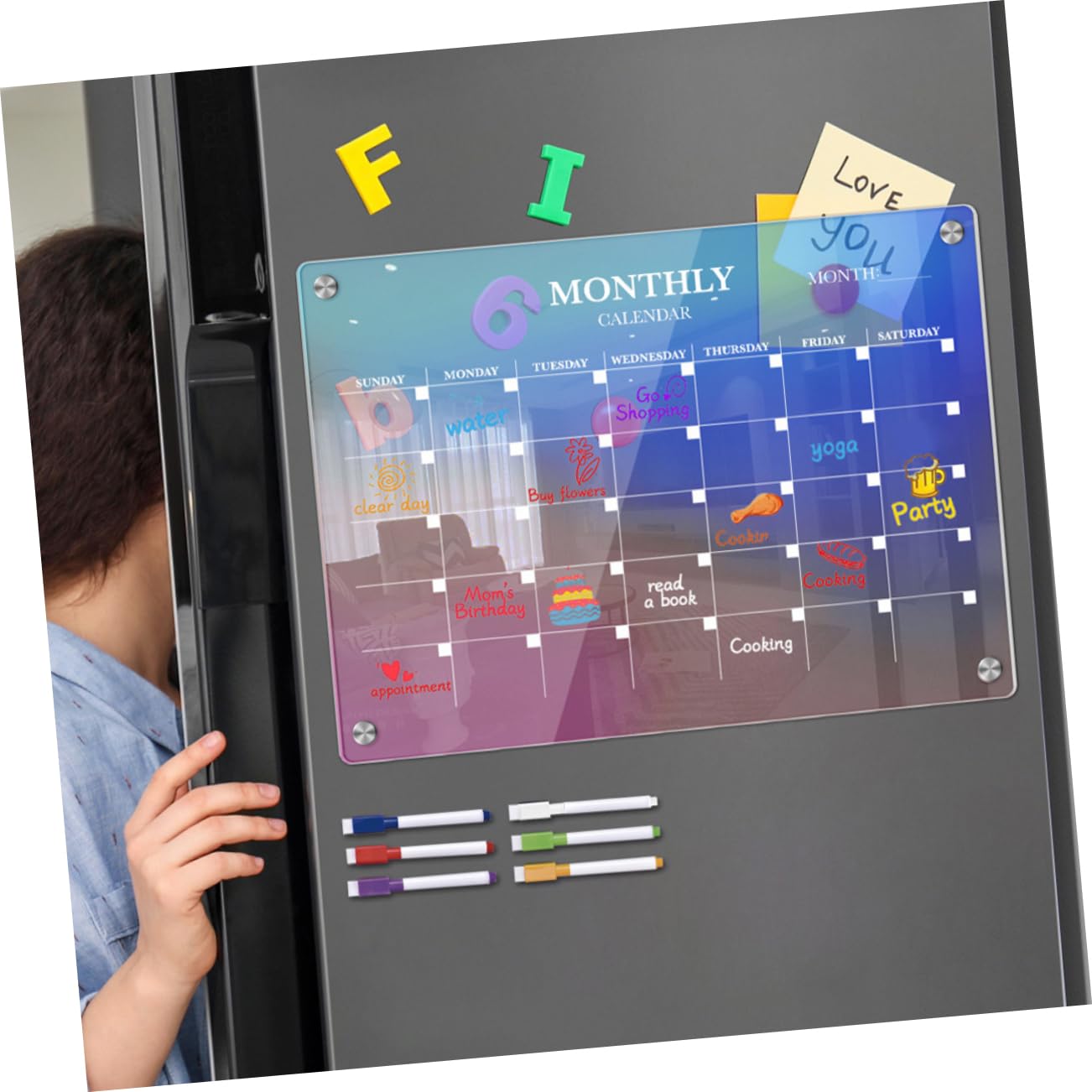 STOBOK Monatsplaner Trocken Abwischbar Aus Magnetischer Kühlschrankkalender Essensplanungstafel Monatliches Whiteboard Für Küchenplanung