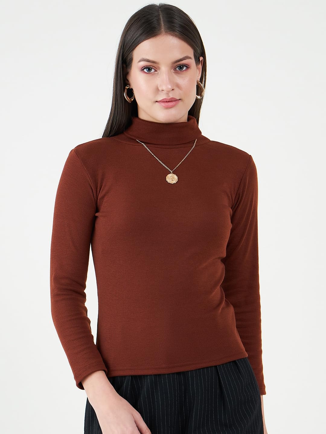 n.H.K.a. Set of 2 White/Coffee Brown Long Sleeves Turtle Neck Top 1