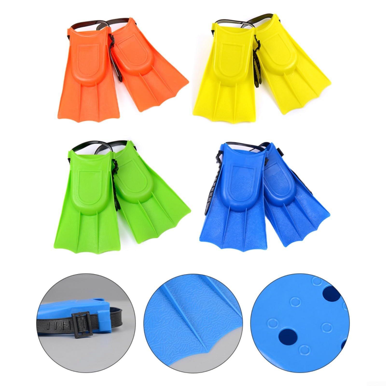 Aletas de natación ajustables para niños EVA PVC antideslizantes esnórquel buceo piscina 3-8 años azul