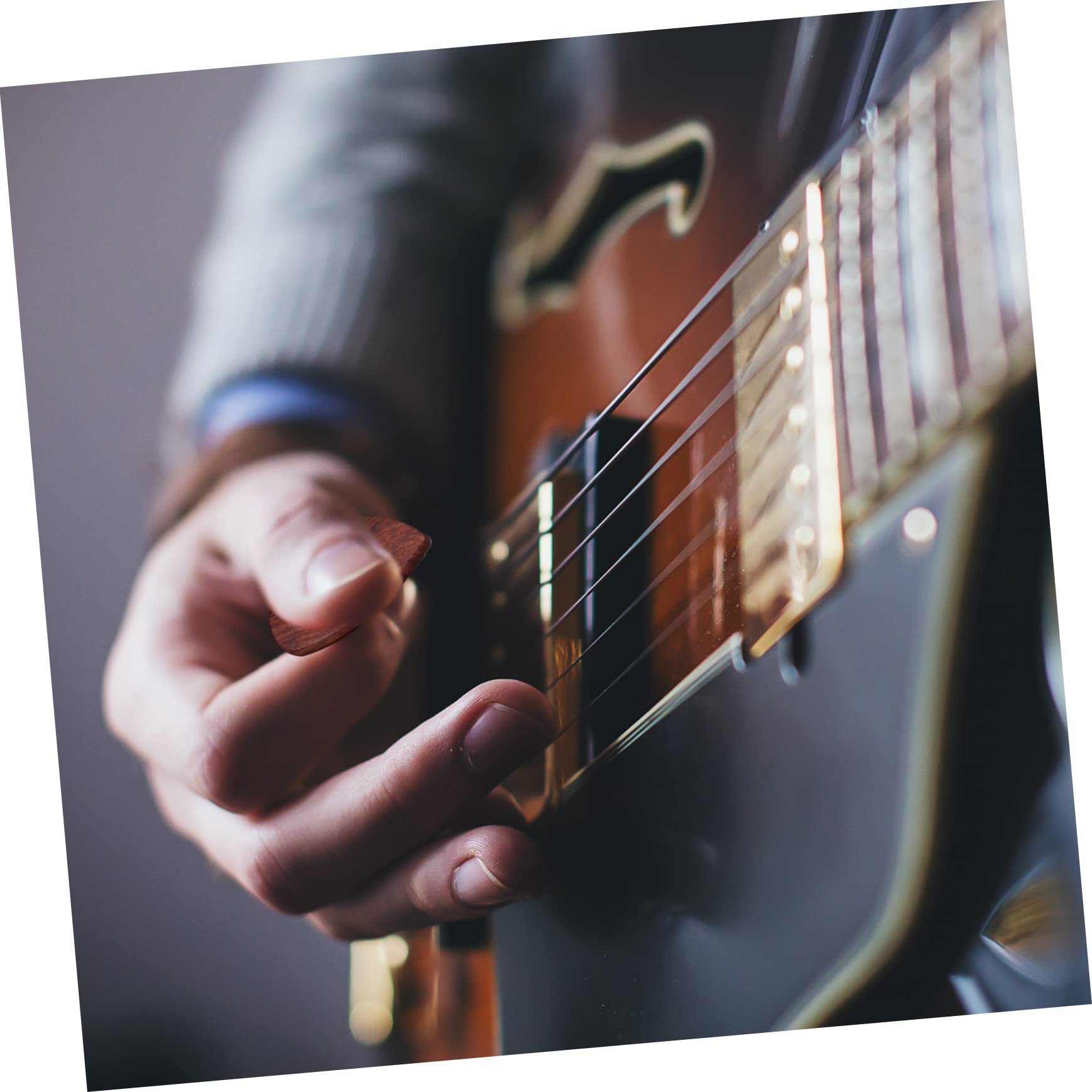 10pièces Médiator De Guitare Bois Exotique Avec Empreinte Pour Pouce Et Rainure Pours Doigts Lot Pour Guitare Acoustique