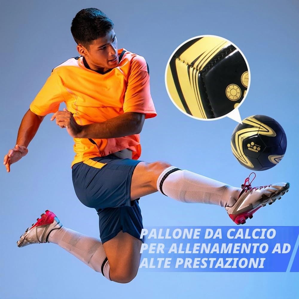 Pallone da calcio unisex taglia 5, palla ufficiale Match Futsal, calcio professionale da interno per ragazzi e adulti., Nero