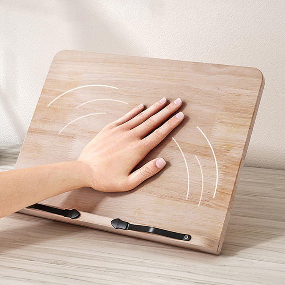 Supporto per Libri in Legno 1 Pezzo, Supporto per Libri Regolabile con Clip per Pagine, Supporto per Libri di Cucina Porta Libri di Ricette Portadocumenti Tavolo per Cucina di Casa E