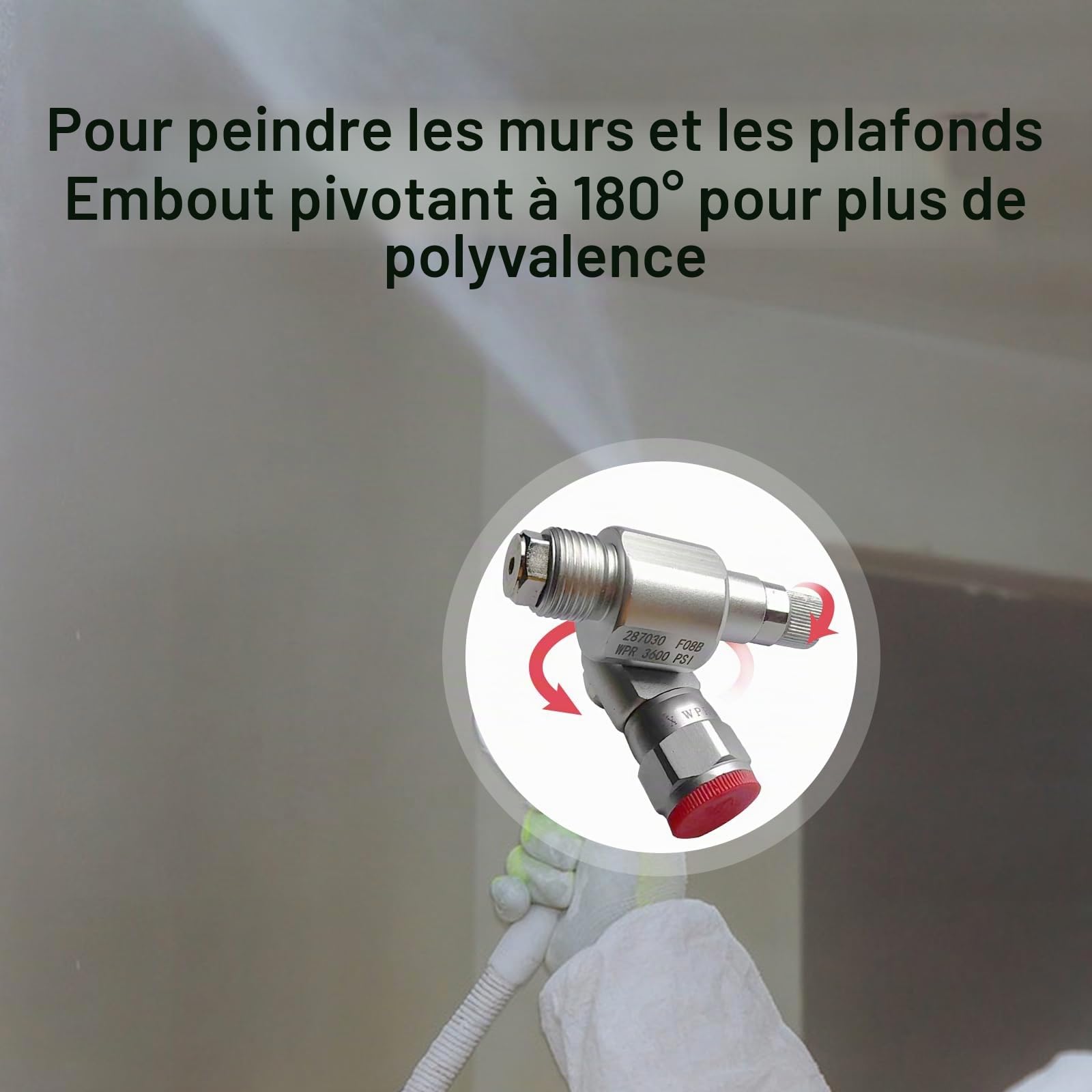 CleanShot 287030 Vanne d'arrêt, adaptateur de pulvérisateur sans air, joint pivotant de 3600 PSI avec valve de commande pour pulvérisation haute pression