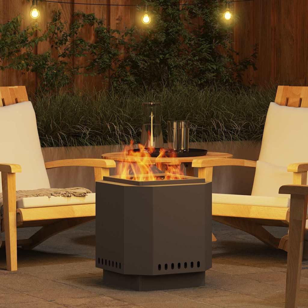 vidaXL Tazón de Fuego sin Humo Negro 48 x 48 x 51 cm Acero Oxidado | Hecha de acero resistente tratado en frío, Aguanta altas temperaturas sin problema, Elegante y simple,