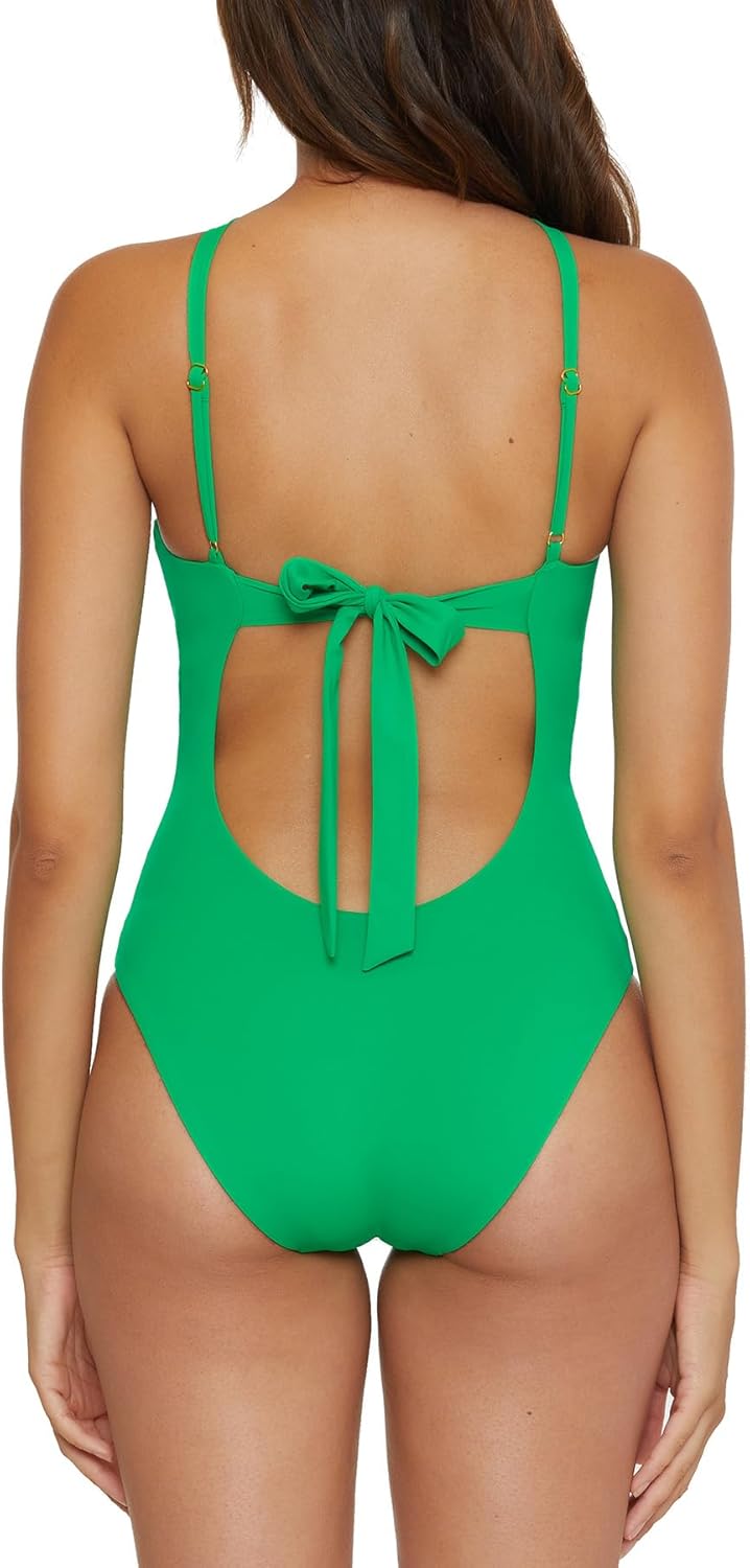 BECCA Women's Baja Mar High Neck One Piece Swimsuit, Halter, Bathing Suits for Women
