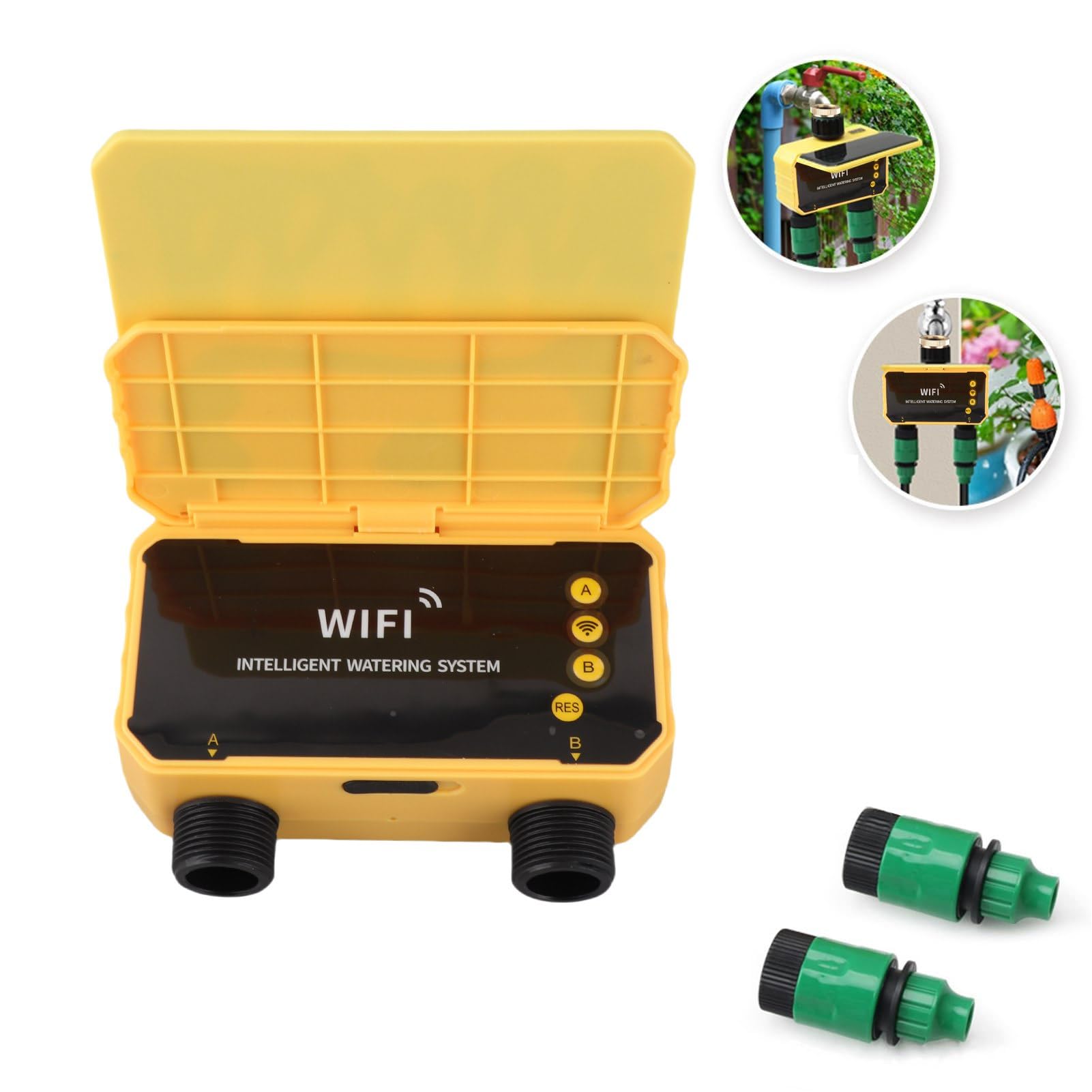 Temporizador de Aspersor WiFi, Control de Retardo Lluvia, Temporizador Agua Solar para Jardín, Techo, Jardín, Material ABS