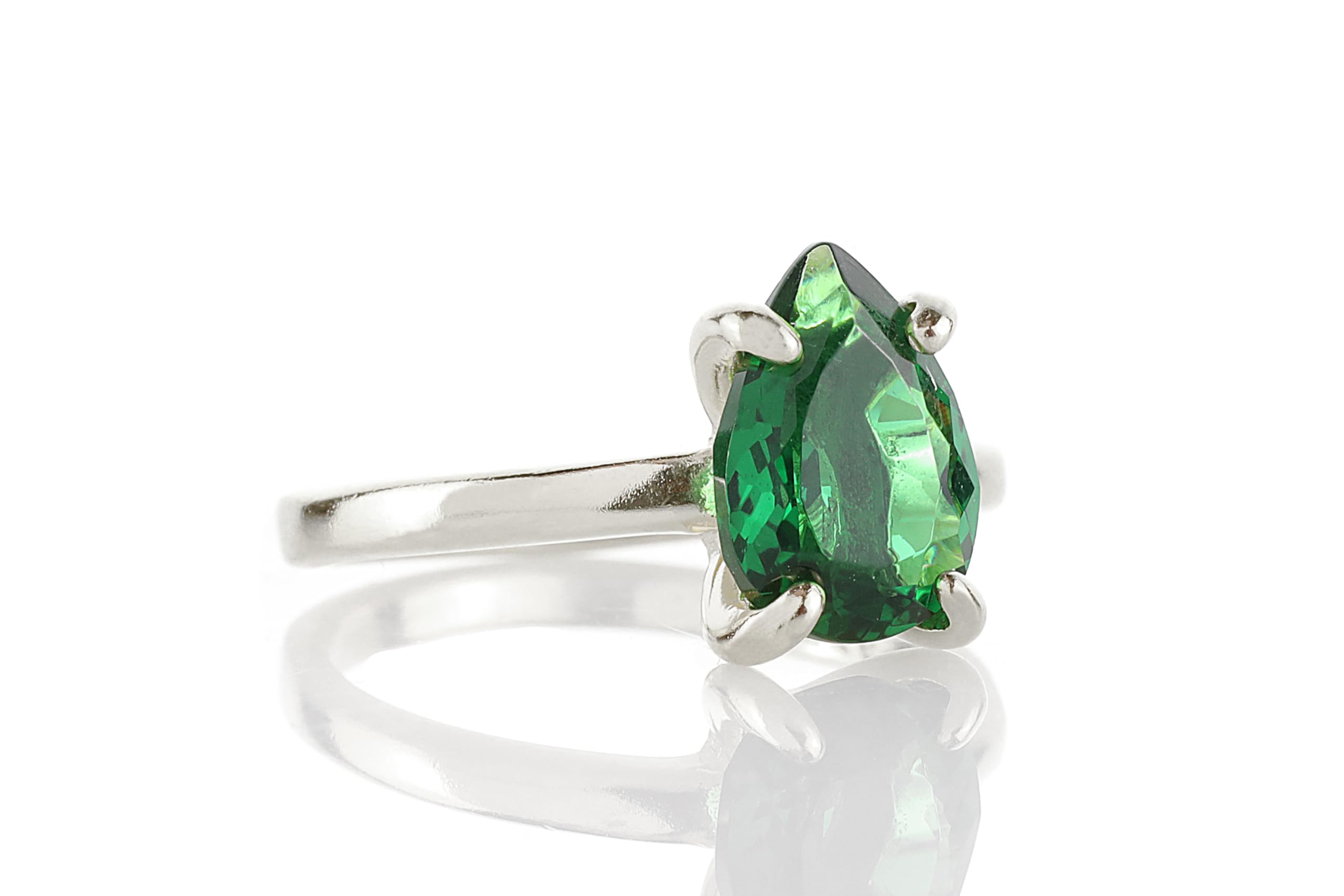 Anillo de Esmeralda Pera Compromiso Boda - Anillo Piedra de Nacimiento Todos los Días - Anillos Artesanales Dainty, Anillos de Promesa Personalizados, Anillos Apilables - Joyería Artesanal para Mujer