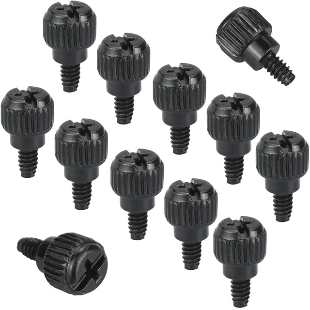 XAVSWRDE 25 PCS Computer Case Thumb Screws M3 PC Case Screws Universal Motherboard Screws Metal Alloy Fastener Thumb Screwsfor PC Case Cover/Power Supply/PCI Slots/Hard Drives, 6#-32×6mm, Black