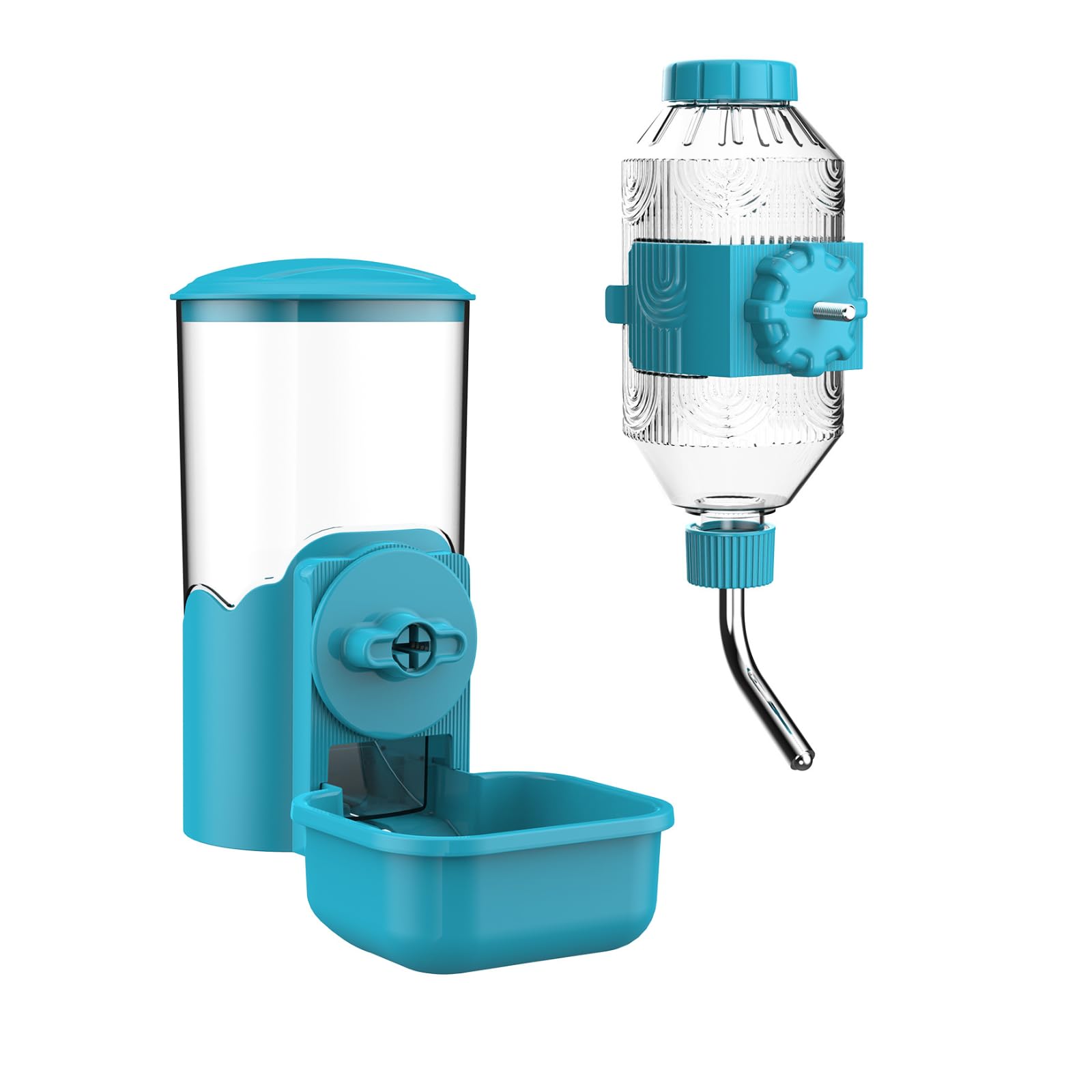 Distributore automatico di cibo e acqua per animali domestici, stazione di alimentazione automatica a gravità per cuccioli, gattini, conigli, porcellini d'India, cincillà, furetti, ricci (Blu)