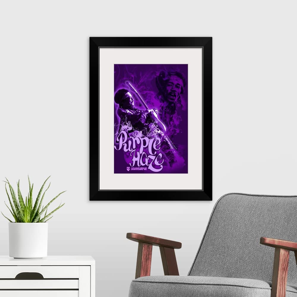 Amazon.com: GREATBIGCANVAS Jimi Hendrix Purple Haze 4 Black Framed