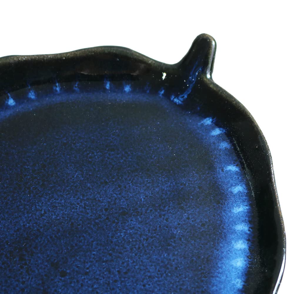 Amazon.co.jp: 小石原焼 小石原焼き 藍釉 鉄釉掛分 リーフ皿 大 秀山窯