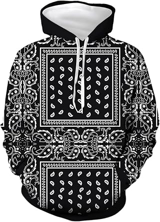 Black Bandana Hoodies for Men Women Blue Bandana Print Clothing Bandanas Jacket Pants Tshirt Shorts Clothes Tops
