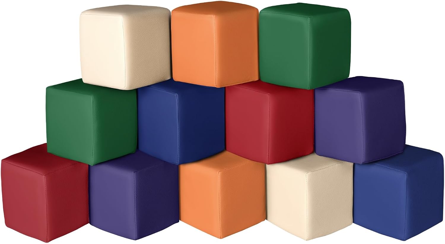 Foam Building Blocks for Kids: 12-Pieces PU Leather Colorful Foam Blocks - Building Toys for Toddler - Giant Stacking Blocks Toys - Soft Indoor Playset for Birthday Gift Preschool Learning (Classic)