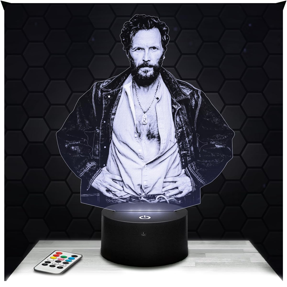 Lampephoto.fr - 3D Lamp Jova notti Italian Rapper Composer, Touch LED Night Light, 3D Hologram Effect, Christmas Birthday Gift Idea for Men Women, Bedroom Decoration Object