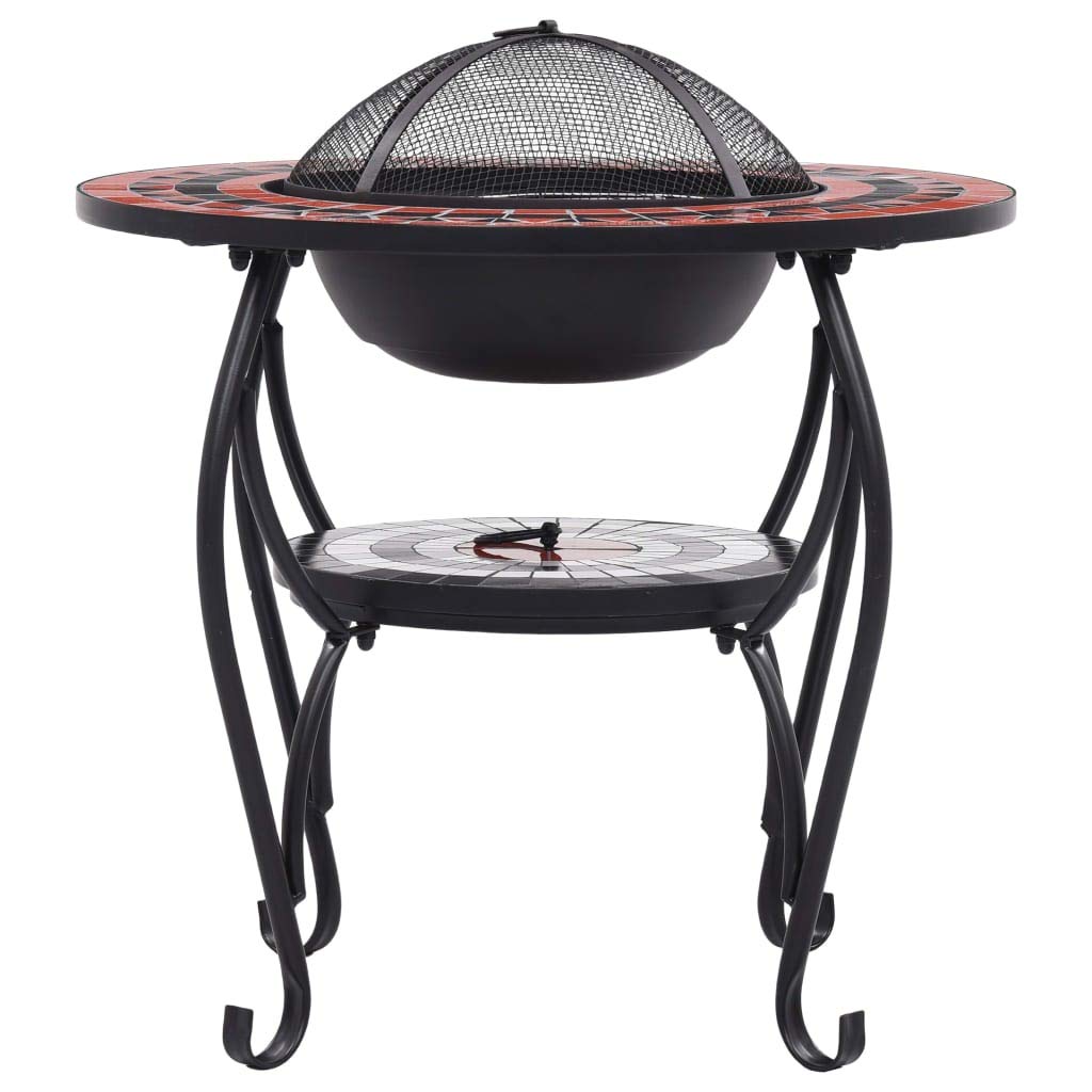 Homgoday Palenisko Mozaika Ceramiczna Terakota i Biały 68 cm Palenisko Ogrodowe Palenisko Ogrodowe Firefire Bowl Czarny, Do Ogrodu Tarasu