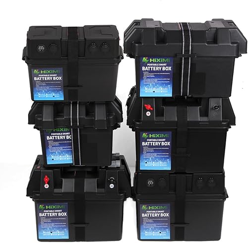 Miniatura 4 de Caja de batería de 12 V para exteriores, portátil, multifunción, para barco, caravana, camping, viajes, plomo, ácido, AGM, litio, LiFePO4, cajas de