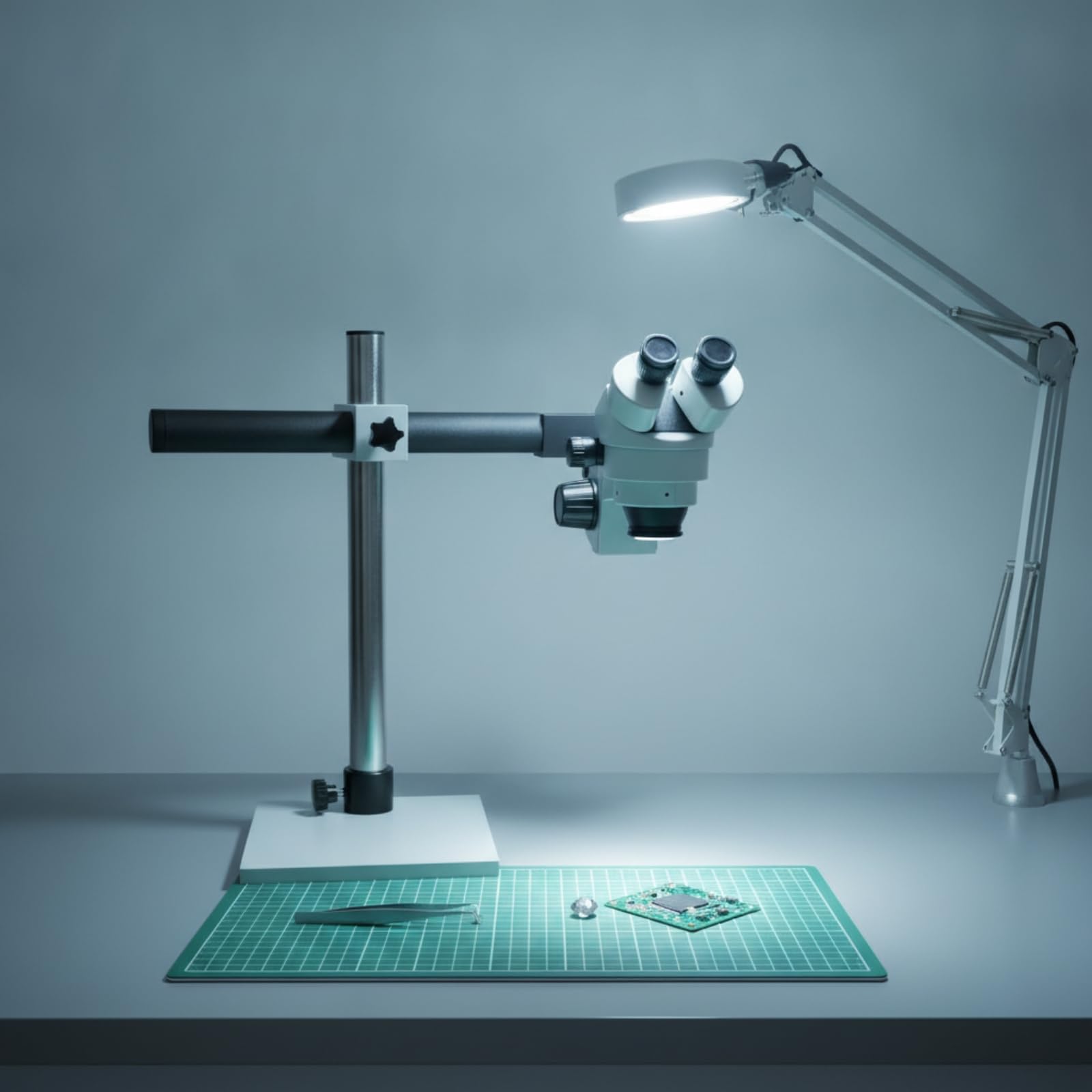 Qianly Stereomikroskop 7x-45x Binokularmikroskop hochwertig Mikroskop mit Metallstativ für Elektroniker, Schmuckherstellung, Gravurarbeiten