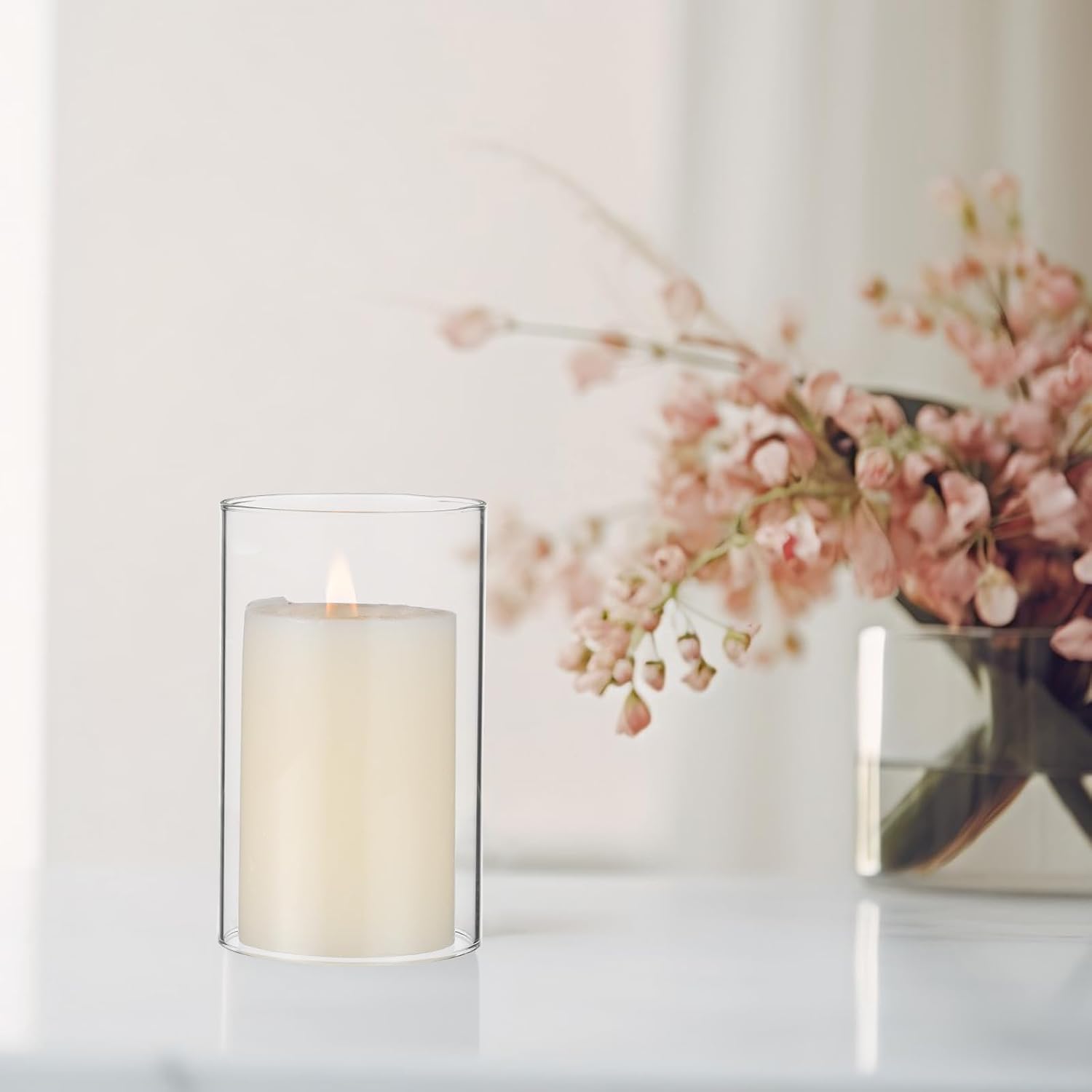 Alipis 4pcs Glass Hurricane Candle Holders, Open Ended Cylinder Candle Covers & Chimney Shade Sleeves for Pillar Taper, Home Wedding Decor - Image 8