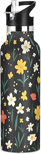 Miniatura 18 de Orchid Pansy Hyacinth - Botellas de agua reutilizables sin BPA con aislamiento de doble pared para escuela y deportes al aire libre