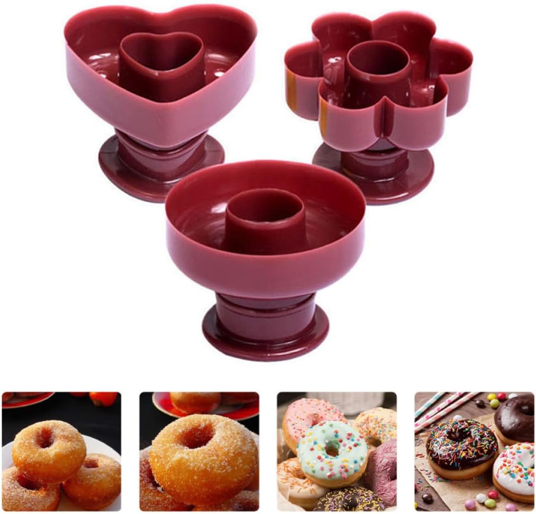 3 Pcs Plastic Donut Baking Mold Set, round Heart Flower Shapes for Cake