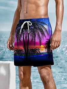METRONS Men's Beach Shorts with Elastic Waistband Vacation & Summer Outdoor Activities