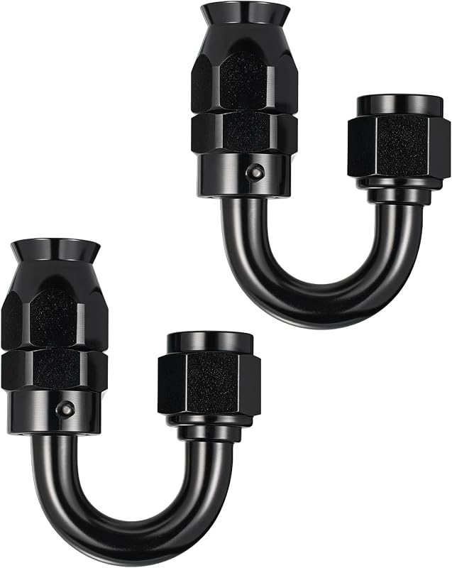 Conector terminal 6AN EVIL ENERGY 180° para mangueira PTFE preto – 2 unidades
