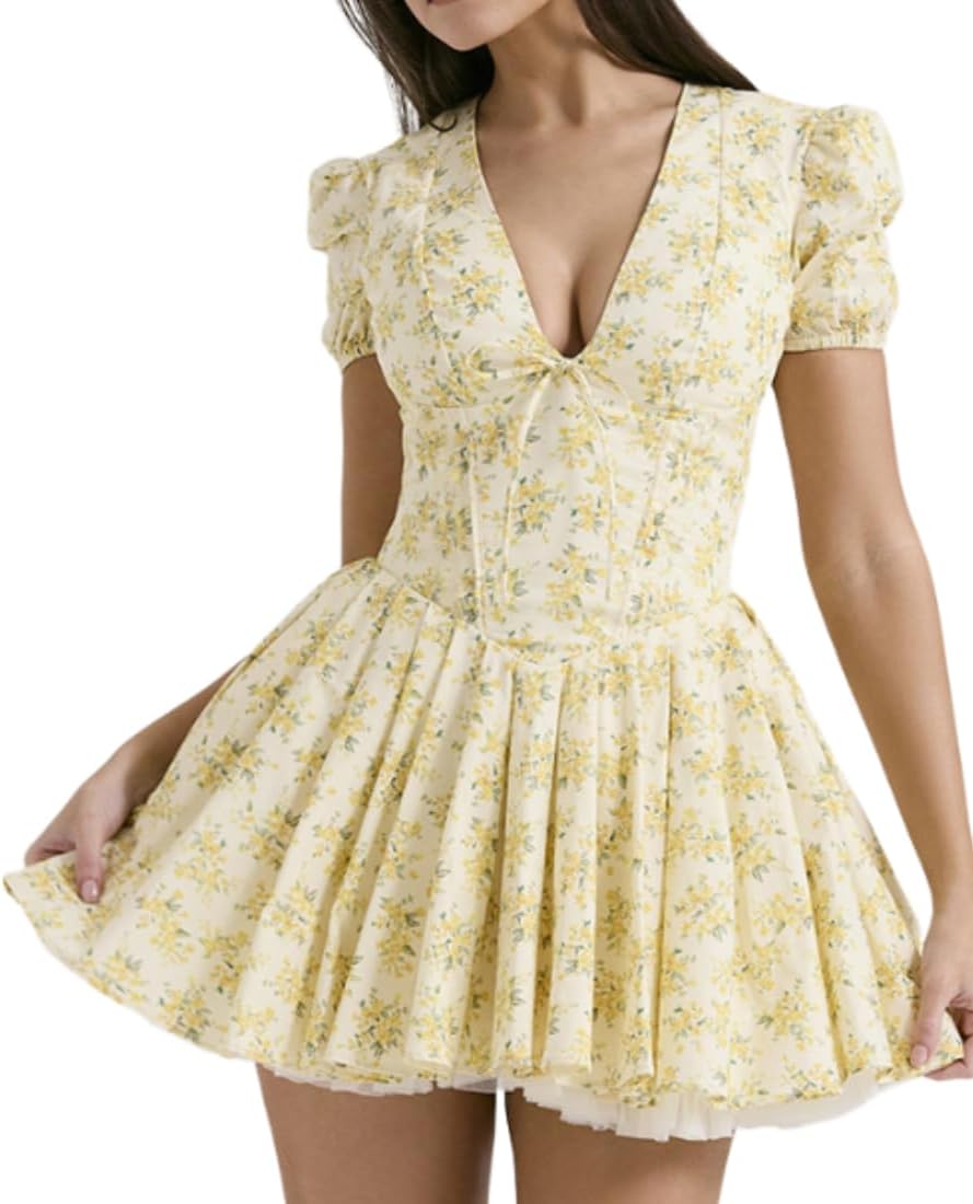 kiobrvhe Women's Sexy Summer Crossover Halter Neck Deep V Neck Sleeveless Cut Out Backless Flowy A Line Maxi Dress Medium Light Yellow