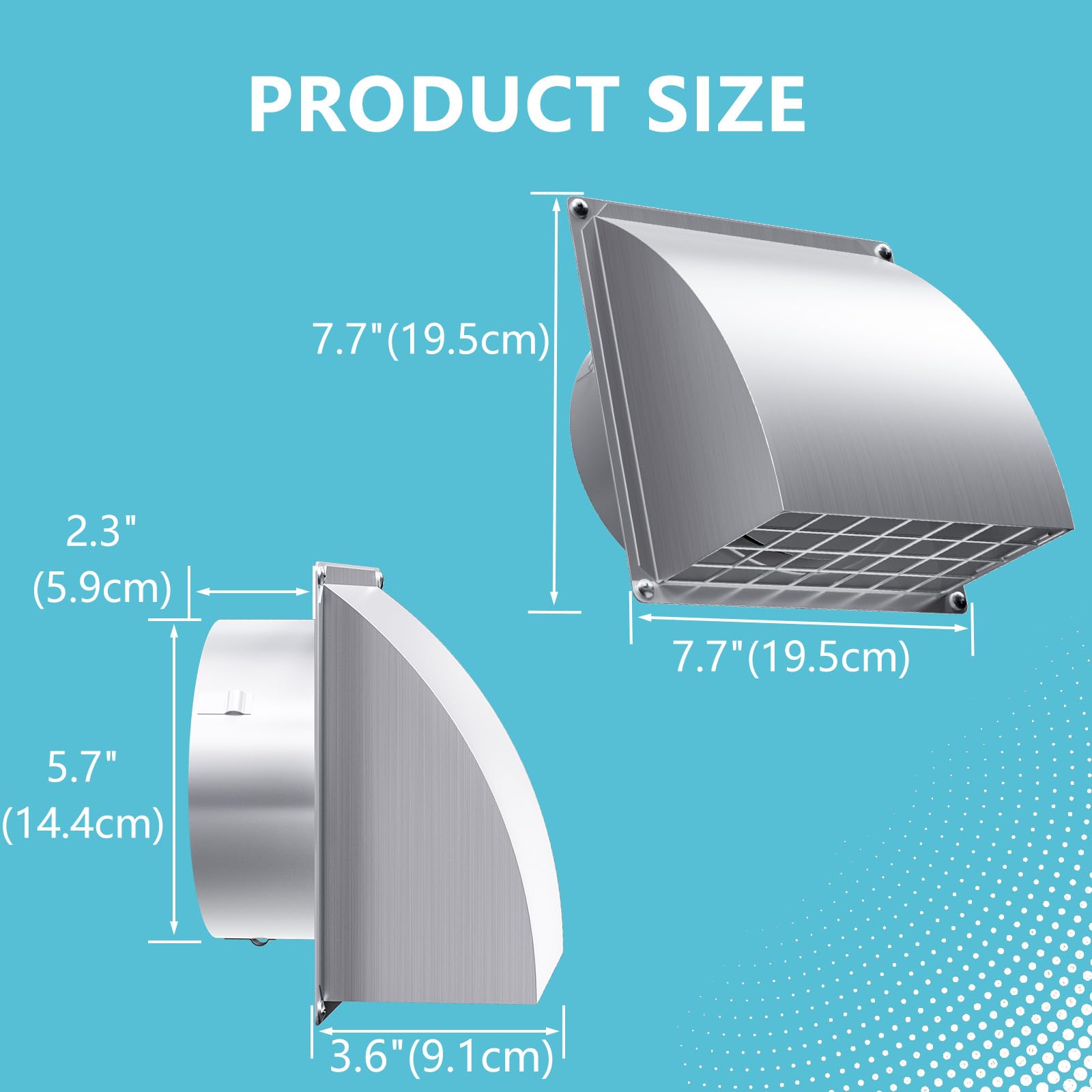 HG Power Griglia Aerazione 150 mm inox – Valvola di Non Ritorno Magnetica & con Rete Anti-insetti a Maglia larga Rimovibile, per Asciugatrice, Cappa Cucina, Bagno, VMC, Ø15 cm, Argento