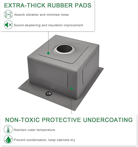 Miniatura 5 de Fregadero de barra de 15 x 17 pulgadas, fregadero de acero inoxidable 304 hecho a mano, cuenco individual de 8 pulgadas de profundidad, radio