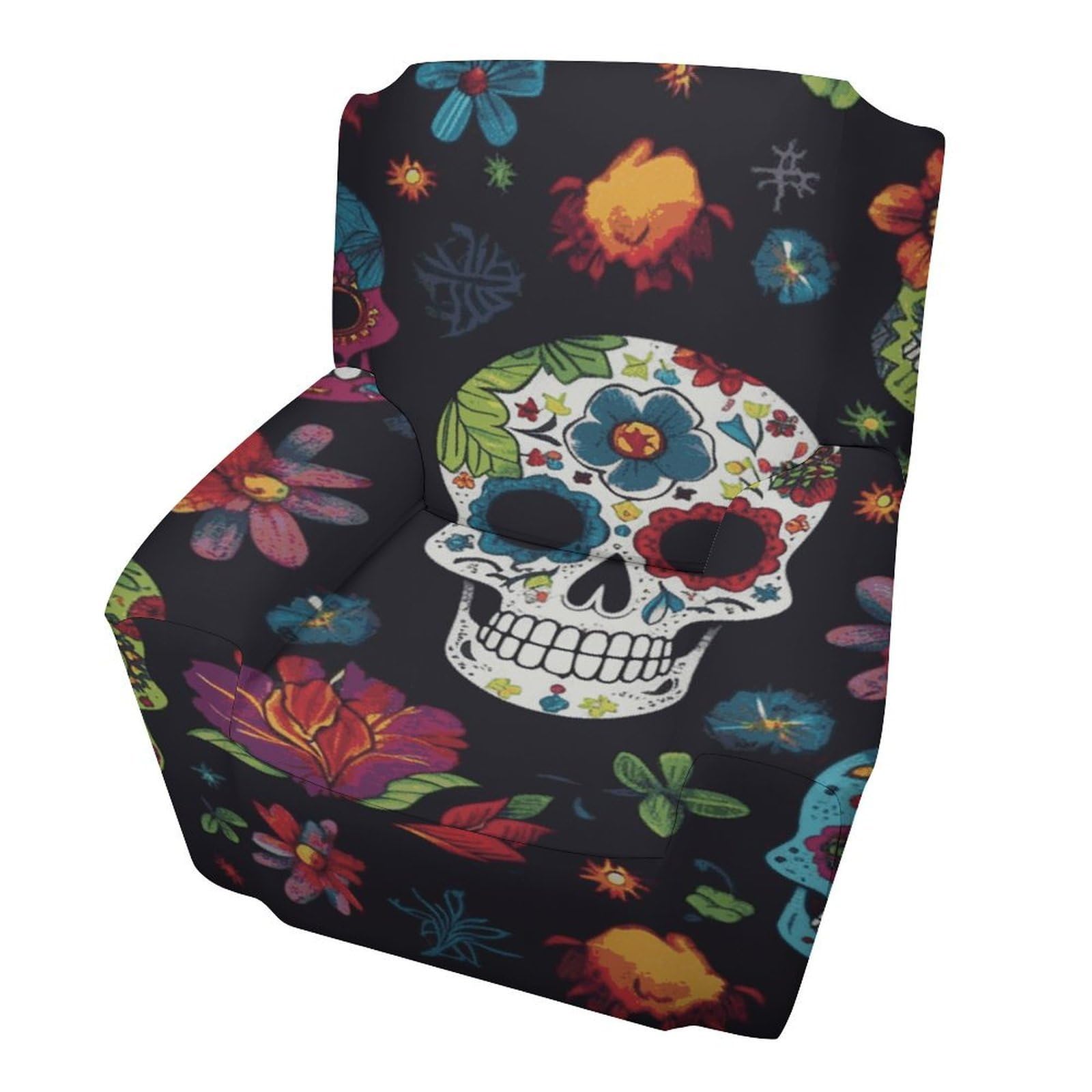Fodpand Style Flower Cactus Sugar Skull Sofa Cover Soft 1 Seater Sofa Slipcover For Pets Washable,Couch Cover With Elastic Straps Furniture Protector