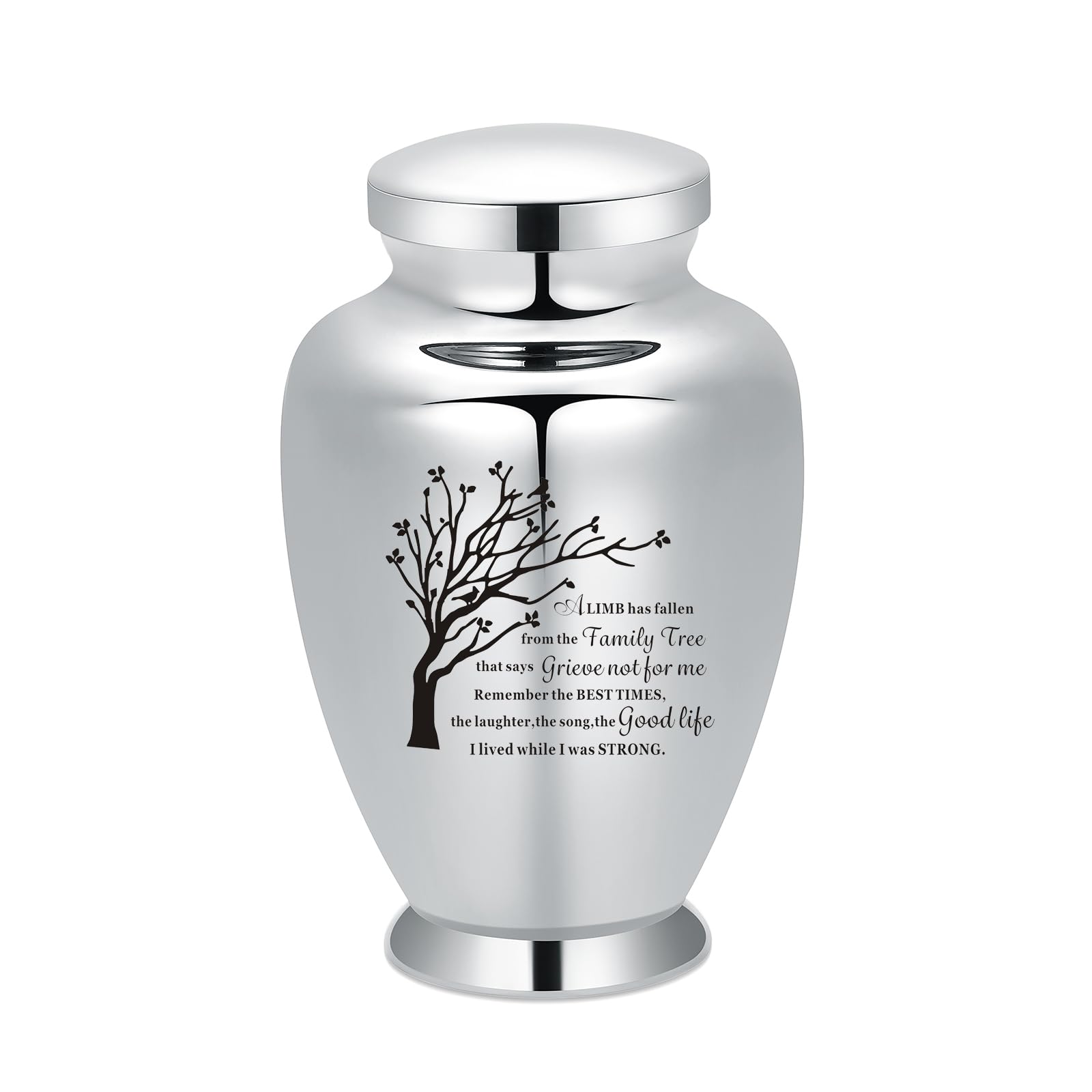Urns for Ashes Tree of Life Large Cremation Urns for Human Ashes Stainless Steel Urn Funeral Memorial Keepsake for Women Men Ash Holder (B-Silver-Tree-9.45 * 5.67inch)