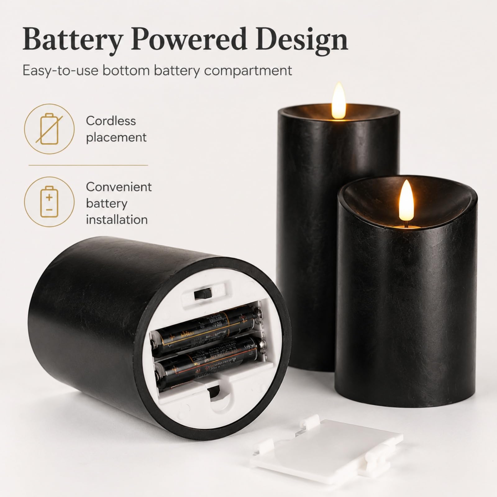 Mateju 12 Pezzi Candele LED Fiamma Oscillante con Telecomando e Timer, Candele LED Decorative a Batteria Luci Senza Fiamma Lunghe per Interni Esterni Camera da Letto Sala (Nero)