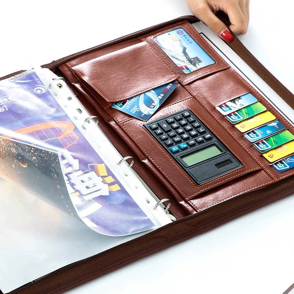 IBOWZ Cartella per Documenti in Pelle A4 Raccoglitore per Portafoglio Cartella Portadocumenti con Cerniera Portadocumenti Borsa Organizer per Donna Uomo Business School Office