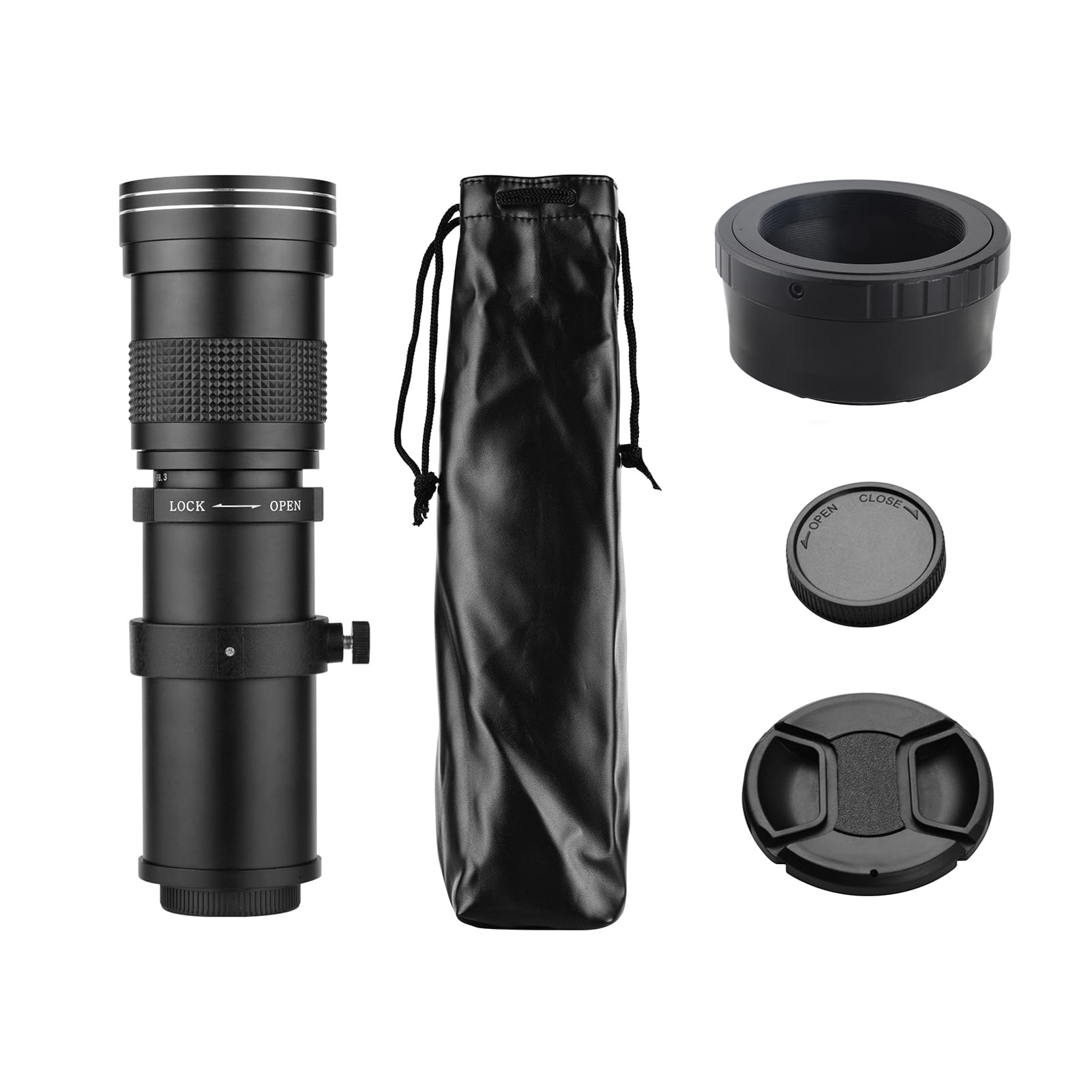 telephoto Zoom Lens HUIOP Cámara MF Super Telephoto Zoom Lens F/8.3-16 420-800mm T2 Mount con M4/3-mount Anillo Adaptador 1/4 Thread Reemplazo para G9 GH5 II GX7 GX8 GX9 GX850 G90 G91 G95 G100 E-M1