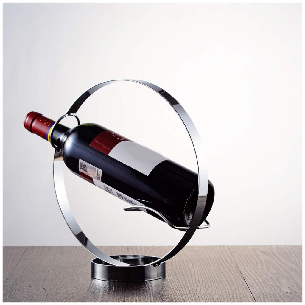 Botellero de vino para encimera de mesa, estante de vino simple de hierro forjado, anillo circular, decoración de vino tinto, estante creativo para sala de estar, obras de arte, botellero de vino