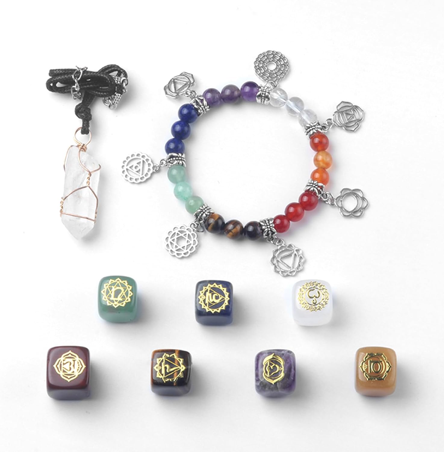 Amazon.com: Rune Chakra Healing Crystals Set, Beginner Meditation Yoga ...
