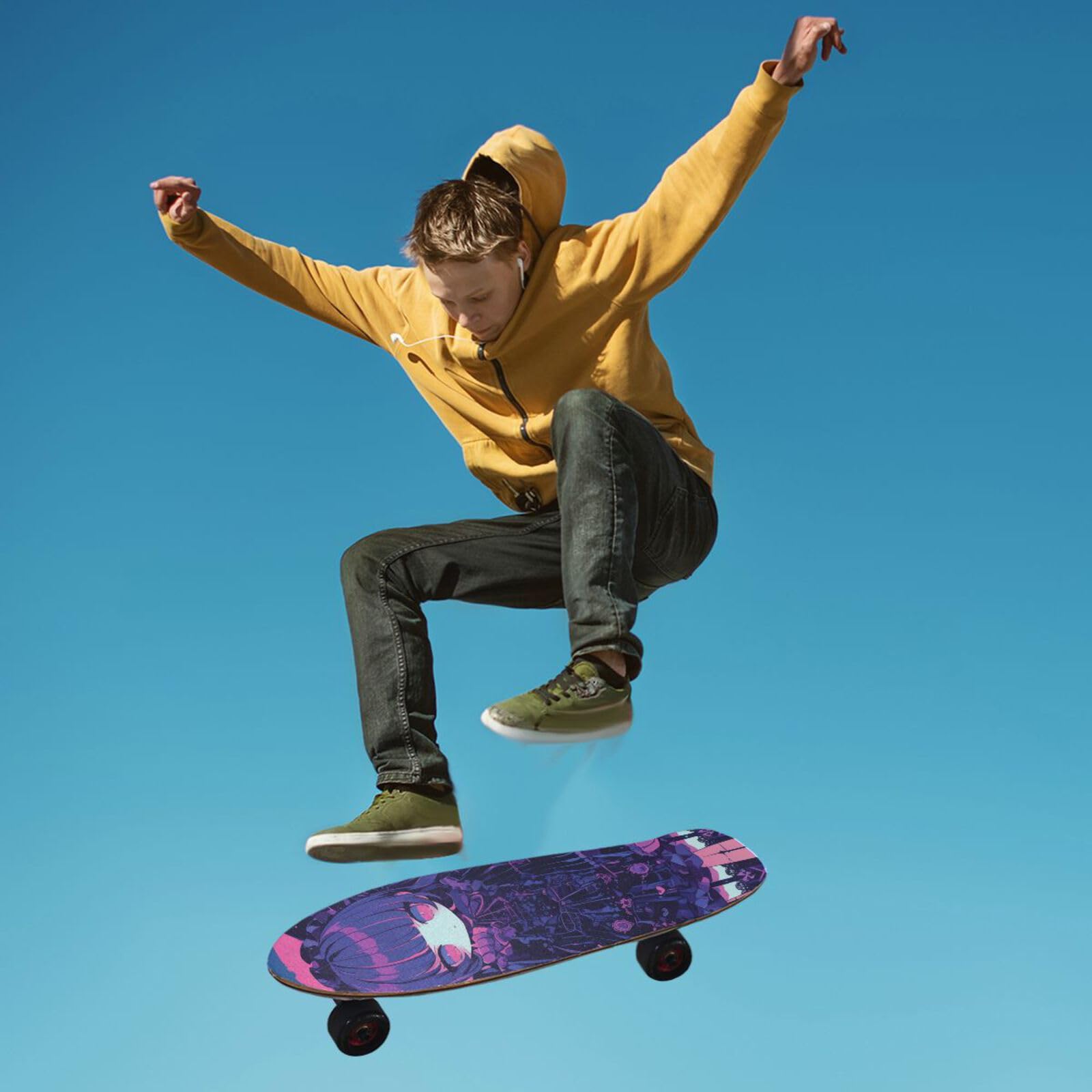 Skulls Purple Terro Anime Grippy Grip Tape für Skateboards, Grippy Scooter, Gripp-Tape, 84 x 22,9 cm, Antiderrapante für Roller