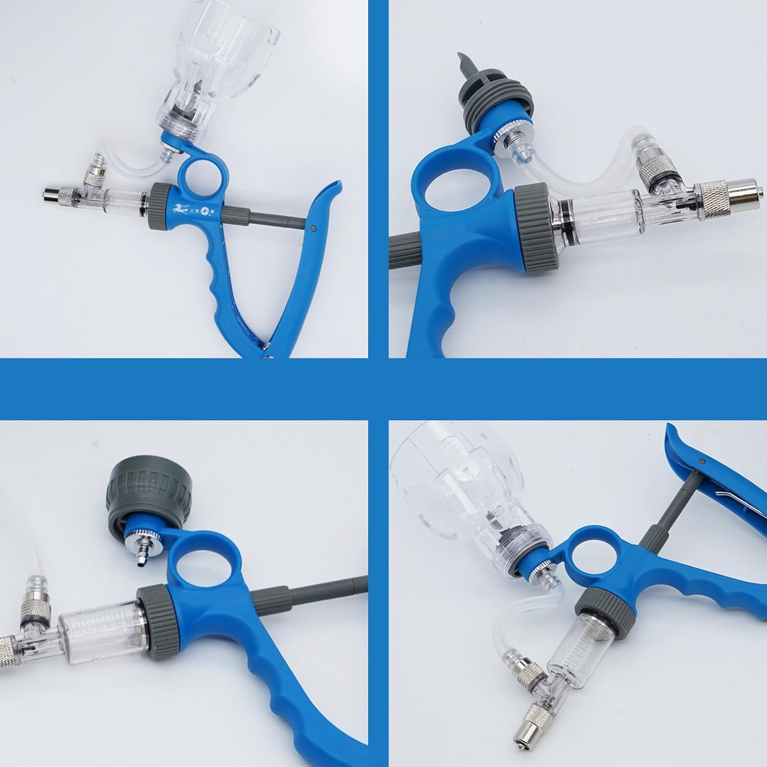 2 ML Livestock Continuous Drench Gun Veterinary Adjustable Continuous Syringe, for Chicken, Duck, and Goose Equipments- (Blue)