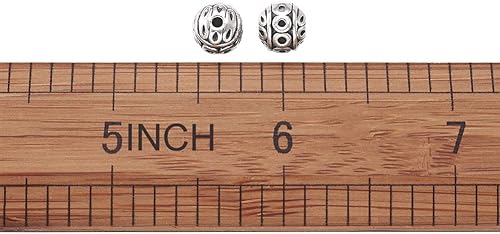 Miniatura 5 de Craftdady 20 cuentas espaciadoras redondas de plata antigua de 0.315 in de metal tibetano para hacer joyas agujero 0.039 in