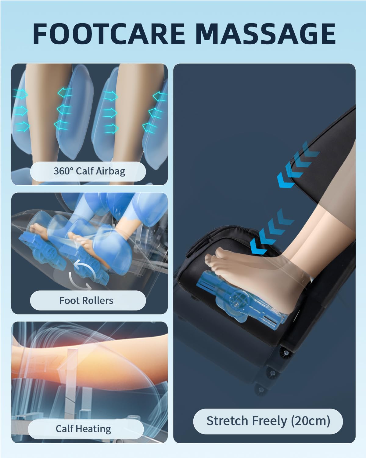 Ganzkörpermassagesessel Zero Gravity Body Scan 4D Shiatsu Massage Rücken Beinheizung AI Sprachsteuerung Bluetooth Lautsprecher SL Track Schwarz