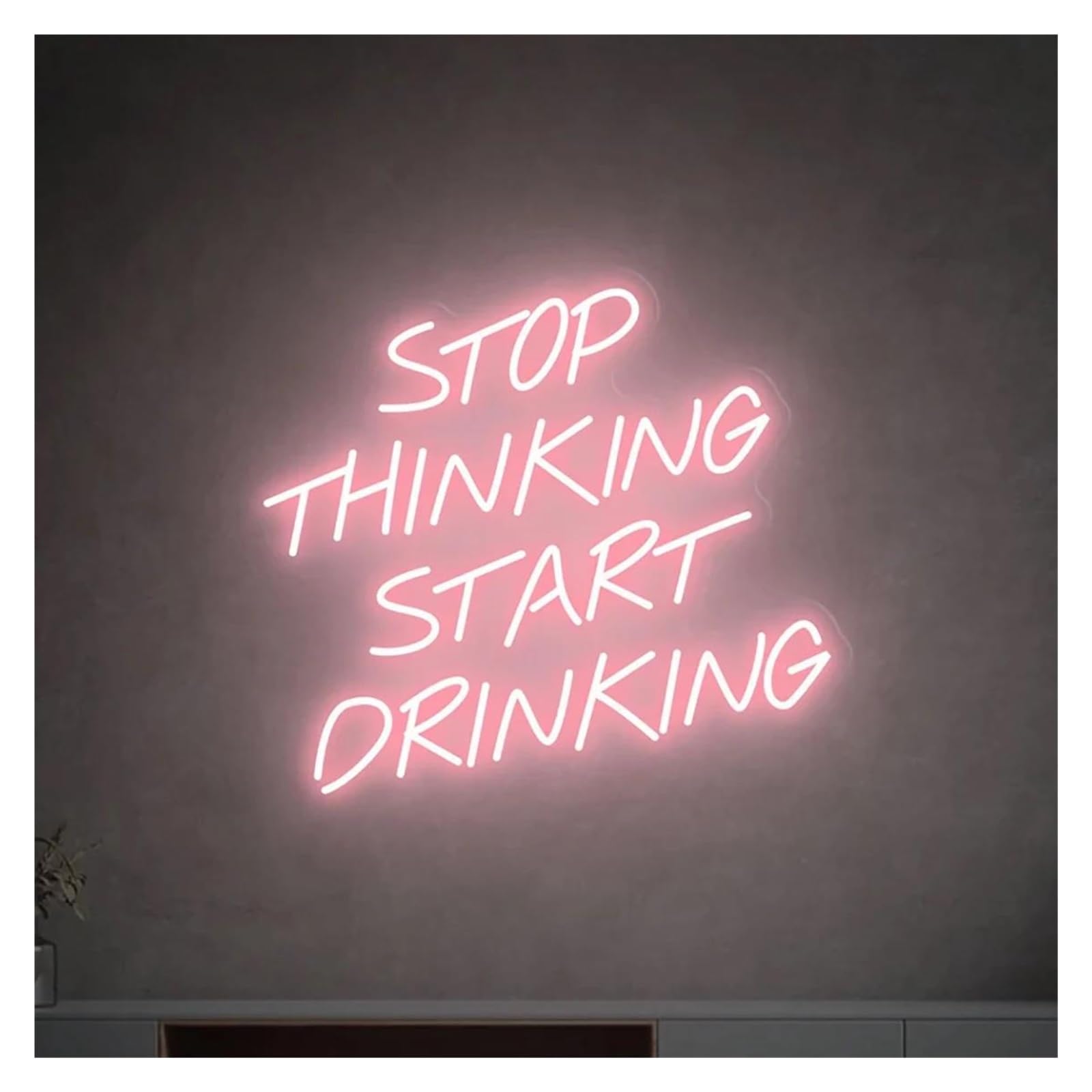 LEMST Signs Lamp Stop Thinking Start Drinking Neon Sign Light USB Powered for Beer Bar Club Game Room Party Restaurant Wall Decor 38cm×33cm(F)