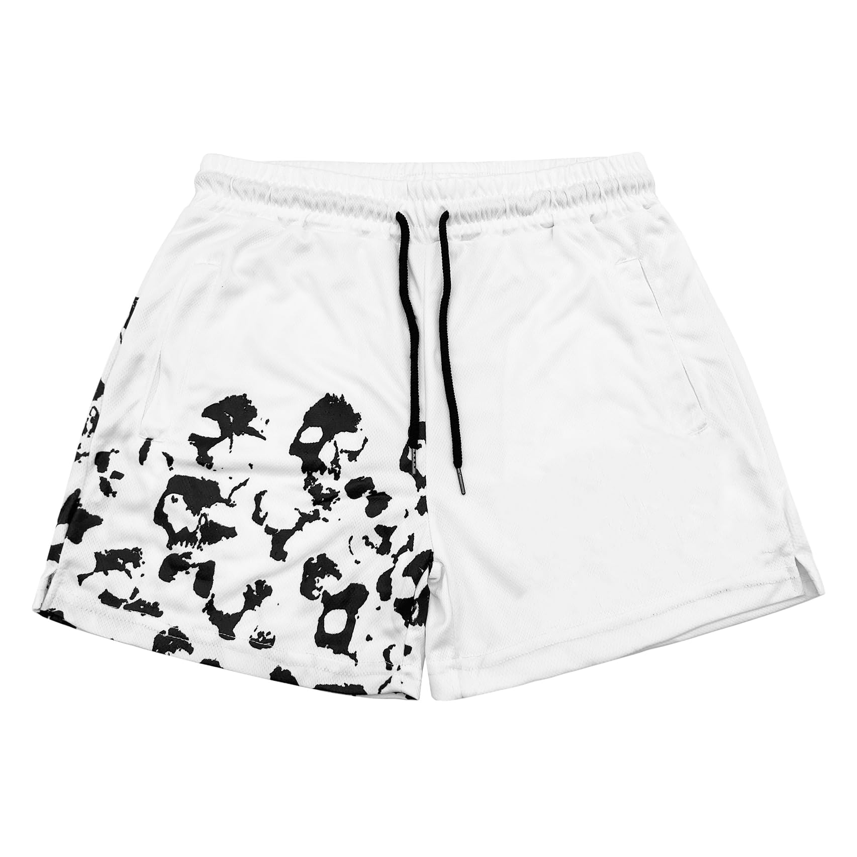 DIOTSR Mens Graphic Print Shorts Cool Mesh Basketball Shorts Casual Flat Front Shorts Summer Drawstring