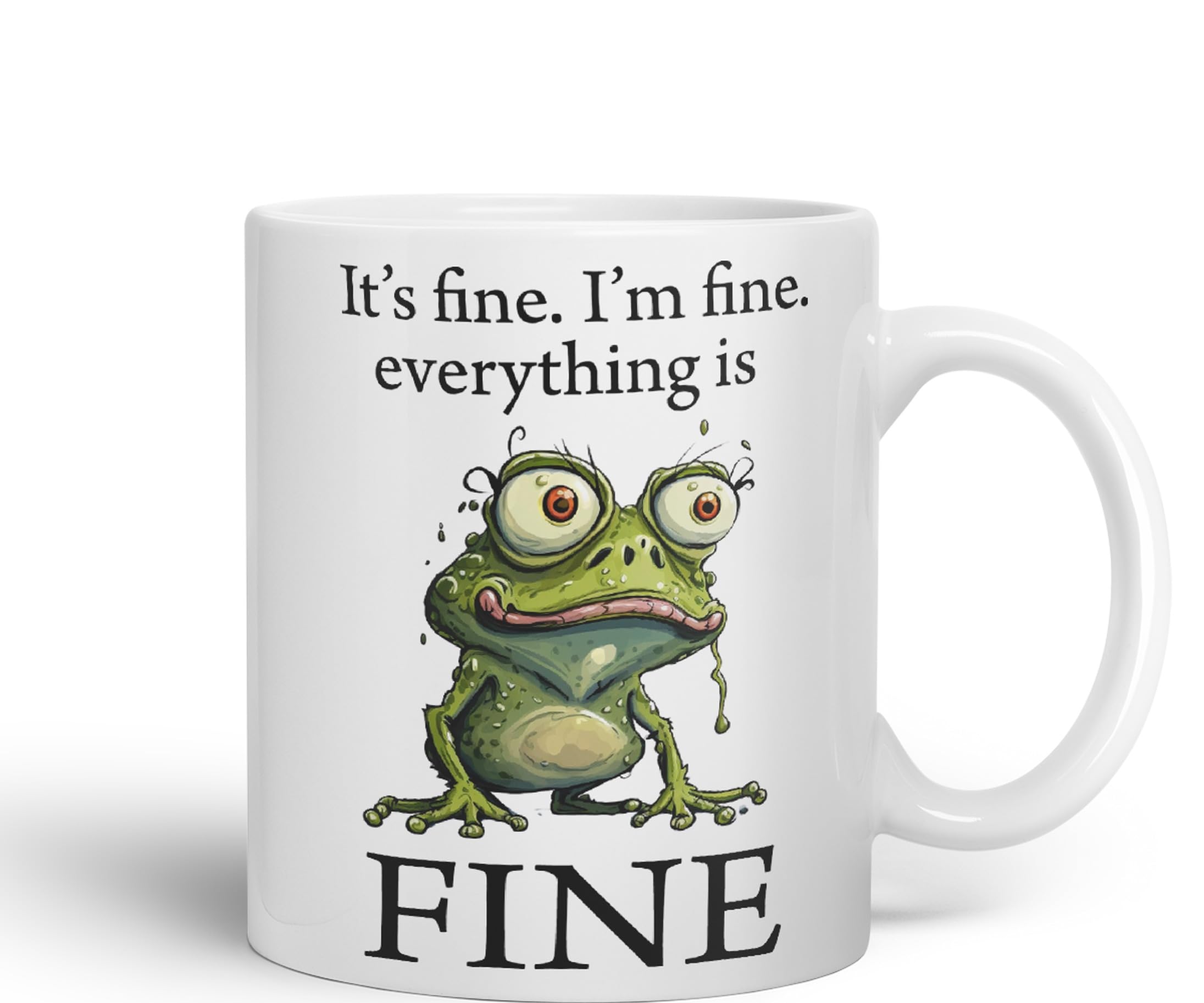 Vixar Frog It's fine I'm fine Everything is fine Ceramic Mug Coloured Mug Cup Gift Tea Coffee Father's Day Christmas (White) - Image 2