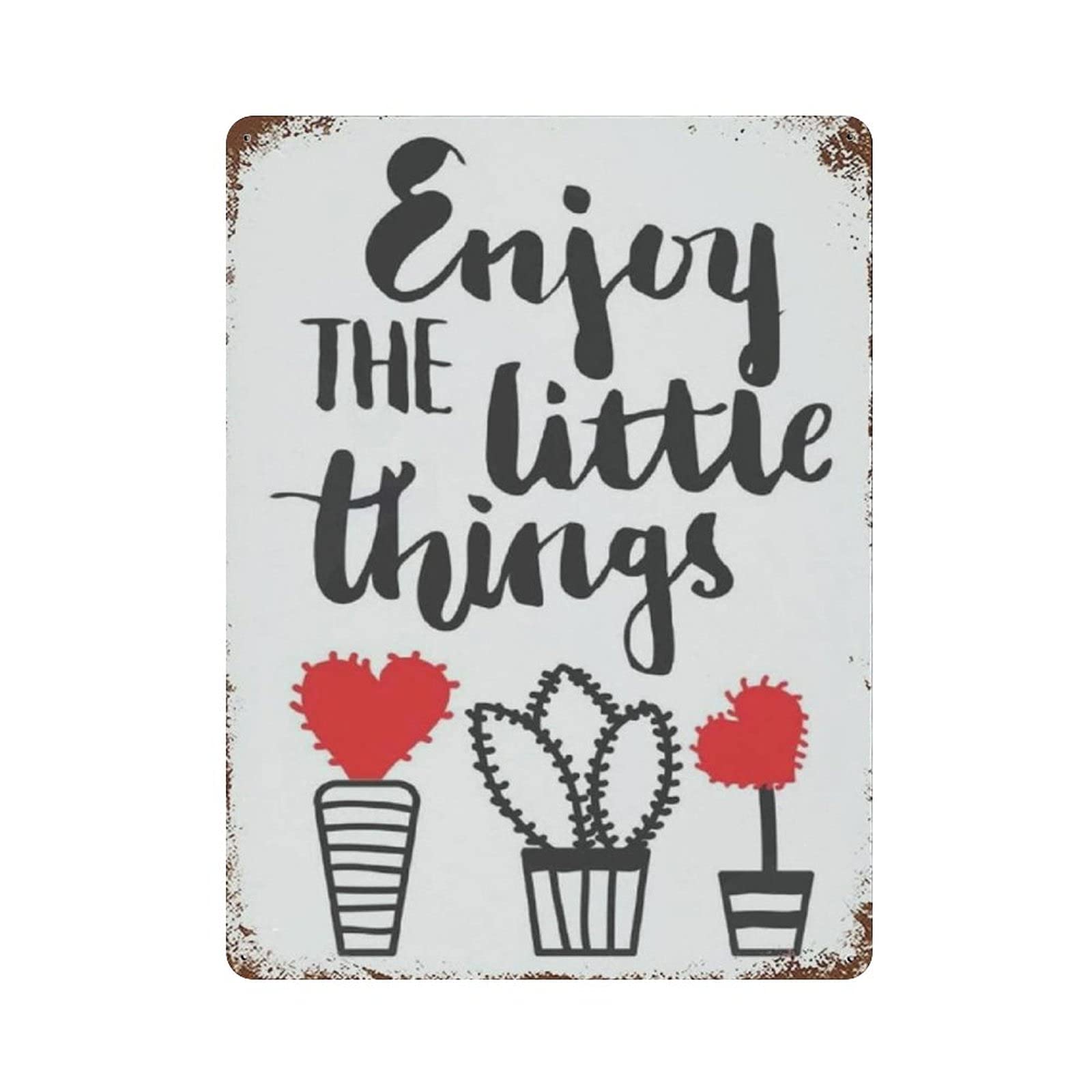 Metal Tin Sign Enjoy The Little Thing Flower Vintage Tin Poster Metal Sign Wall Decoration Country Kitchen Home Garage Decor 16"x12"