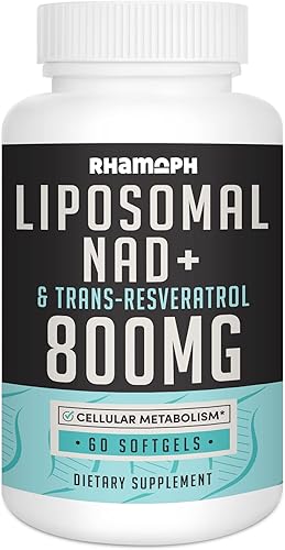 Miniatura 7 de NAD+ liposomal 800 mg con trans-resveratrol 300 mg, absorción máxima, suplemento real de NAD+ potenciador para un envejecimiento saludable, energía