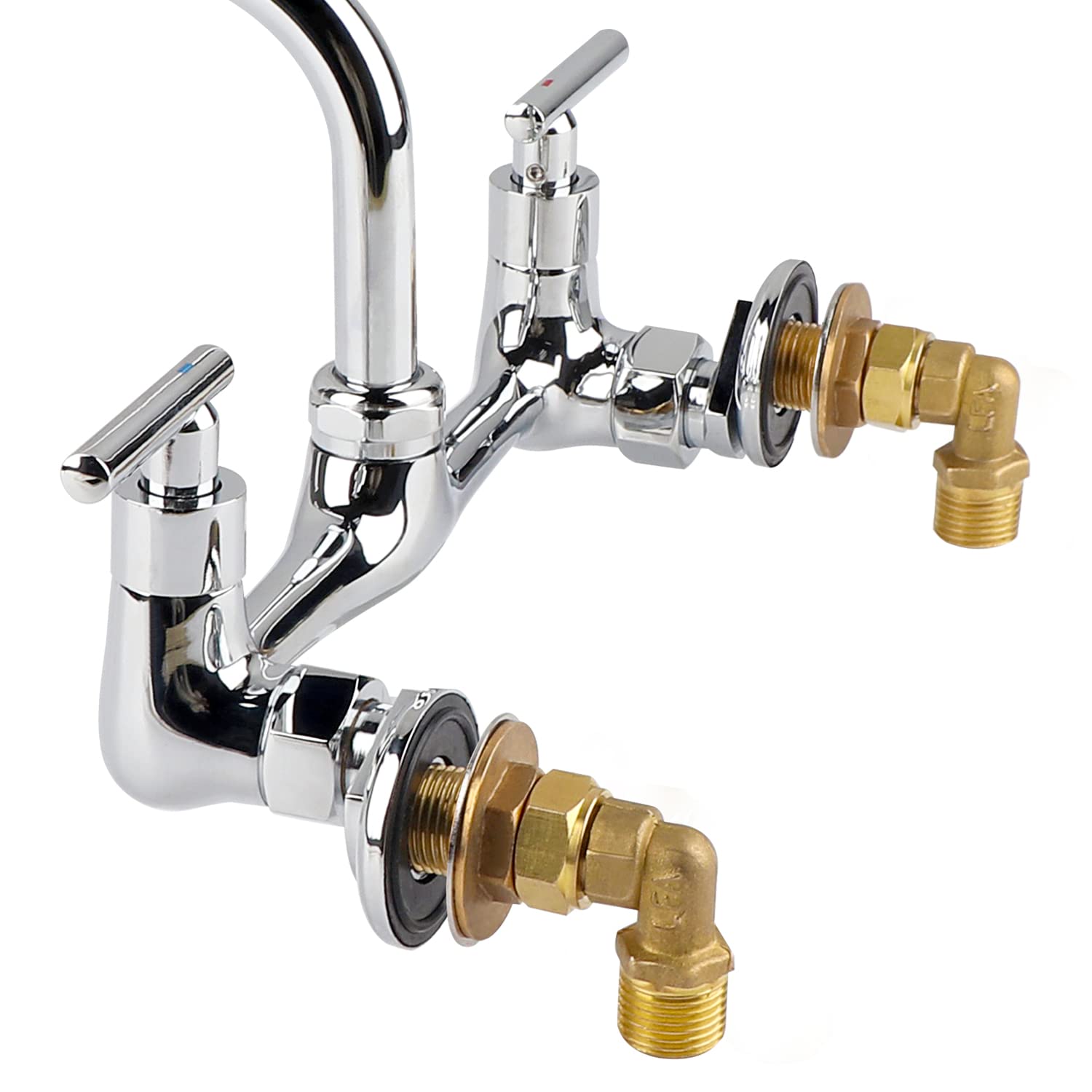 Kit de instalación de grifo comercial, kit de instalación de montaje en pared para grifo de fregadero comercial, juego de adaptadores de conector de montaje en compartimento de acero