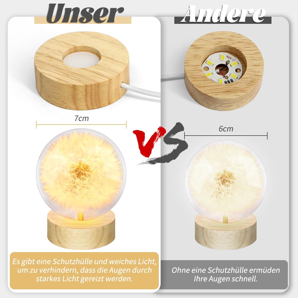 TUZELIYA Wisherfülller - Sfera di cristallo da 7 cm con base USB in legno, vero leone in vetro, regalo di compleanno per donne, regalo di compleanno, matrimonio, festa della mamma