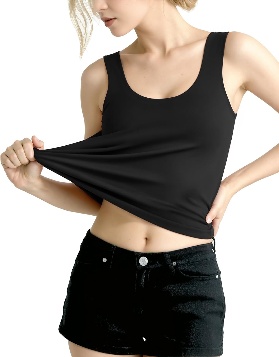 MANGOPOP Women's Scoop Neck Tank Top Double Lined Sleeveless Tops for Women Casual Basic Slim Summer Outfits 2026 - Image 5