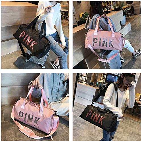 Pink Couples Women Men Gym Bag Small Lightweight Durable Sports Travel Camping Womens Duffel Bag, Sports Tote Swimming Bag, Shoulder Bag for Women